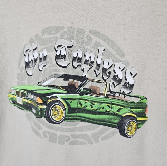 Vintage Beige Green Convertible "Go Topless" Graphic Tee Size XL *See Flaws - Picture 3 of 8